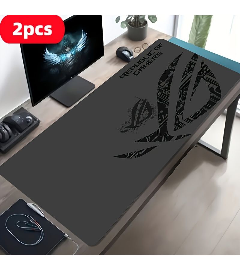 2 قطعة من لوحة فأرة ألعاب كبيرة 40×90 سم بتصميم لوحة دوائر كهربائية، قاعدة مطاطية غير قابلة للانزلاق، بساط مكتبي - Image 1