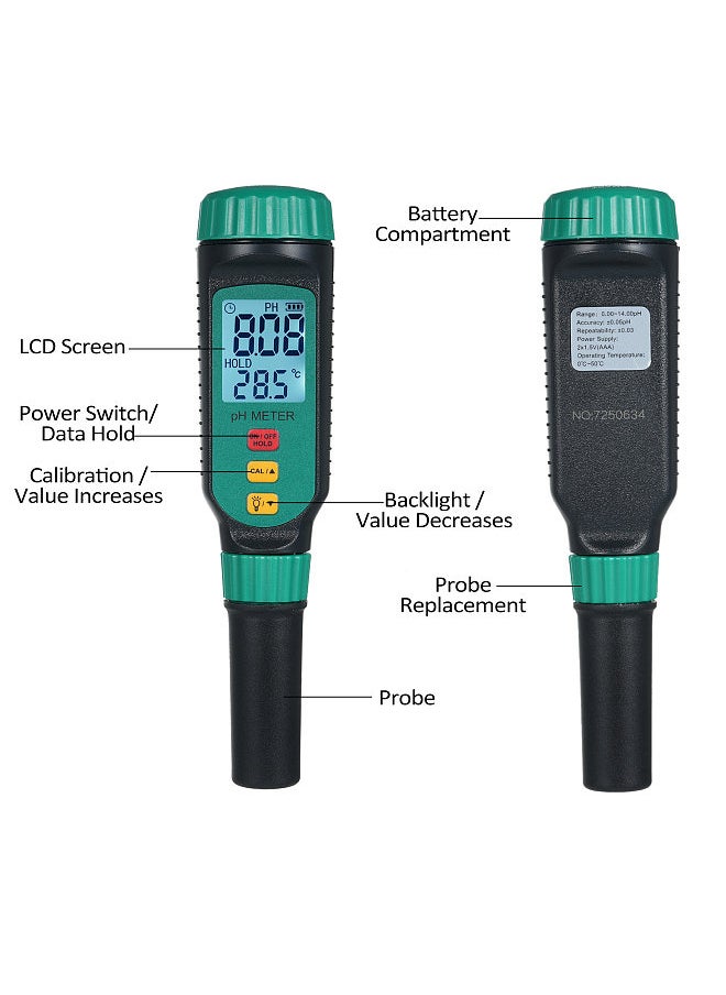 SMART SENSOR PH818F Pen Type pH Meter Portable pH Water Quality Tester Accurate Water Tester for Hydroponics Acidometer for Swimming Pool Hot Tub Aquariums Home Wine Brewing  - Image 3