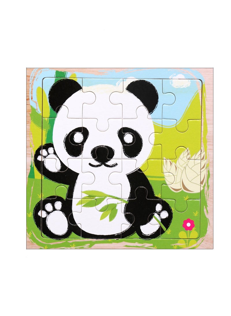 Children's Educational Wooden Cartoon Panda Jigsaw Puzzles Suitable Gift Bag Pack - Image 1