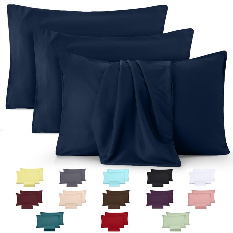 Utopia Bedding  Pillow Cases 4 Pack  Standard Size 50x75 cm  100 Brushed Microfiber Pillowcases with Envelope Closure  Wrinkle Fade Stain Resistant Pillow Cases  Navy