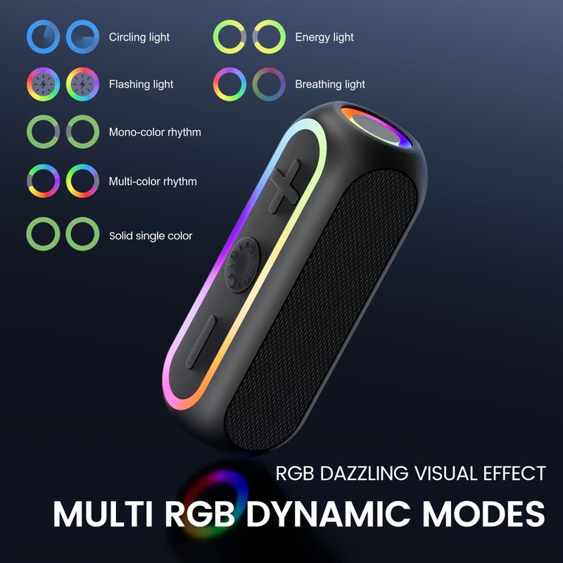 Dual Driver Wireless Speaker Heavy Bass Colorful RGB Stereo Pink TWS TF USB AUX Type C Charging Home Gaming Party - Image 3