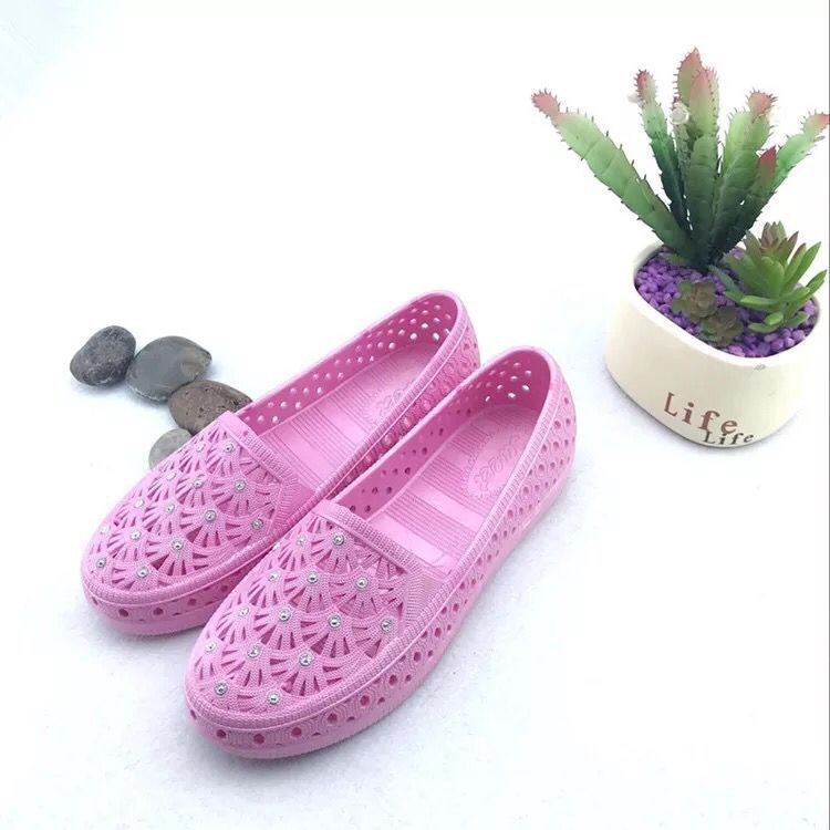 Womens Flat Sandals Summer Peep-Toe Foam Shoes 8729 purple pink  - Image 1