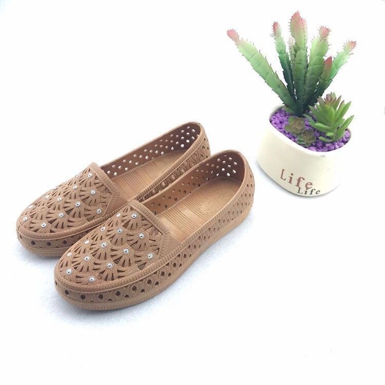 Womens Flat Sandals Summer Peep-Toe Foam Shoes 8729 purple pink  - Image 4