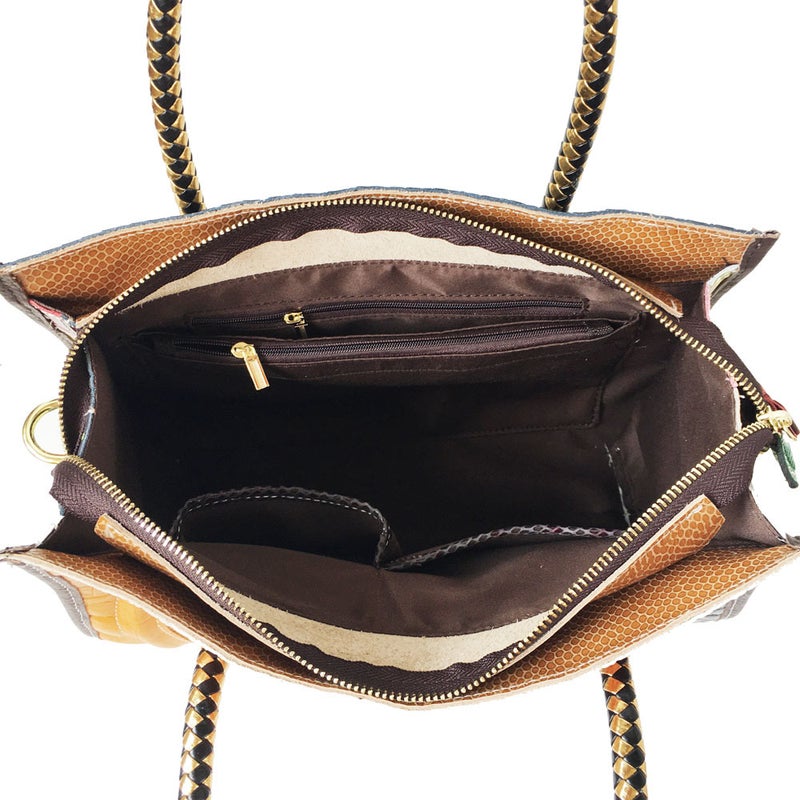 Guangzhou Factory Genuine Leather Women'S Bag Style Colorful Genuine Leather Plaid Bag Spliced Portable Crossbody Bag Women'S Bag - Image 4