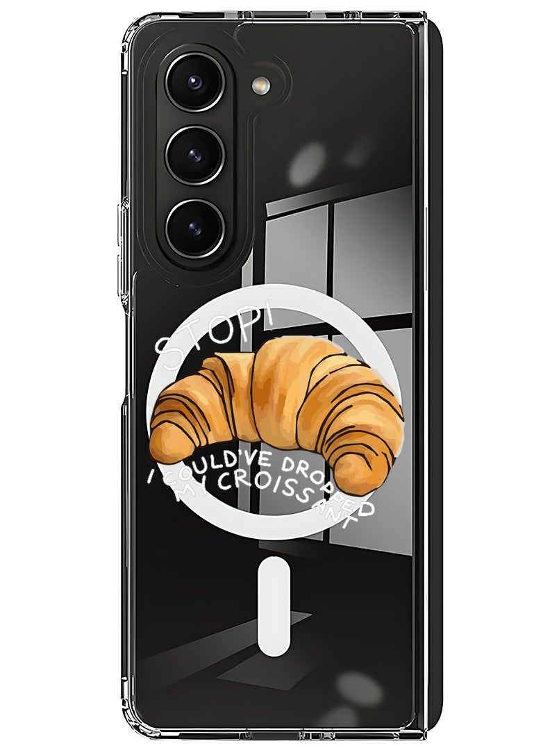 Theodor Magnetic Case for Samsung Galaxy Z Fold 5 Compatible with MagSafe Wireless Charging, Shockproof Phone Bumper Cover Croissant B - Image 1