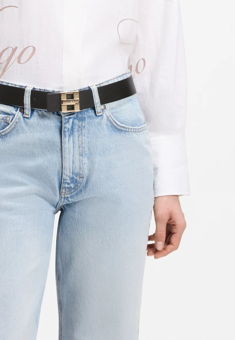 HUGO  Italian leather belt with metal logo letters for Women | Best Price UAE