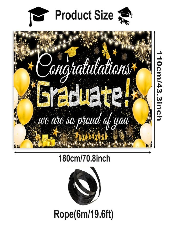 Famoby Congratulations Graduate We are so Proud of You Hanging Banner Fabric Sign Poster Backdrop Balloons Photo Booth Background for Graduation Party Decoration - Image 2
