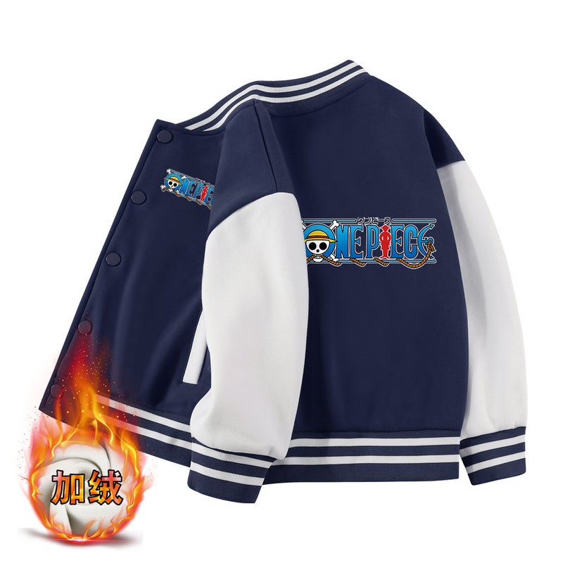 Children'S Coat Boys Thin Velvet Casual Baseball Suit All-Match Handsome Top For Middle And Large Children - Image 1