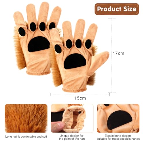 Geyoga Halloween Lion Costume Set Lion Animal Ears Headband Gloves Tail Bow Tie Gold Tutu Skirt Animal Fancy Costume Kit Accessories for Girls - Image 5