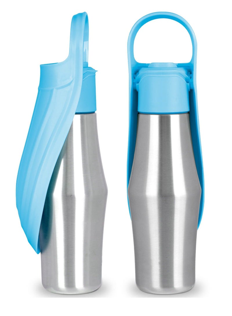 XiuWoo Dog Water Bottle 27Oz Portable Travel for Leak Proof Stainless Steel with Drinking Feeder Outdoor Walking Hiking, and Navy blue - Image 1