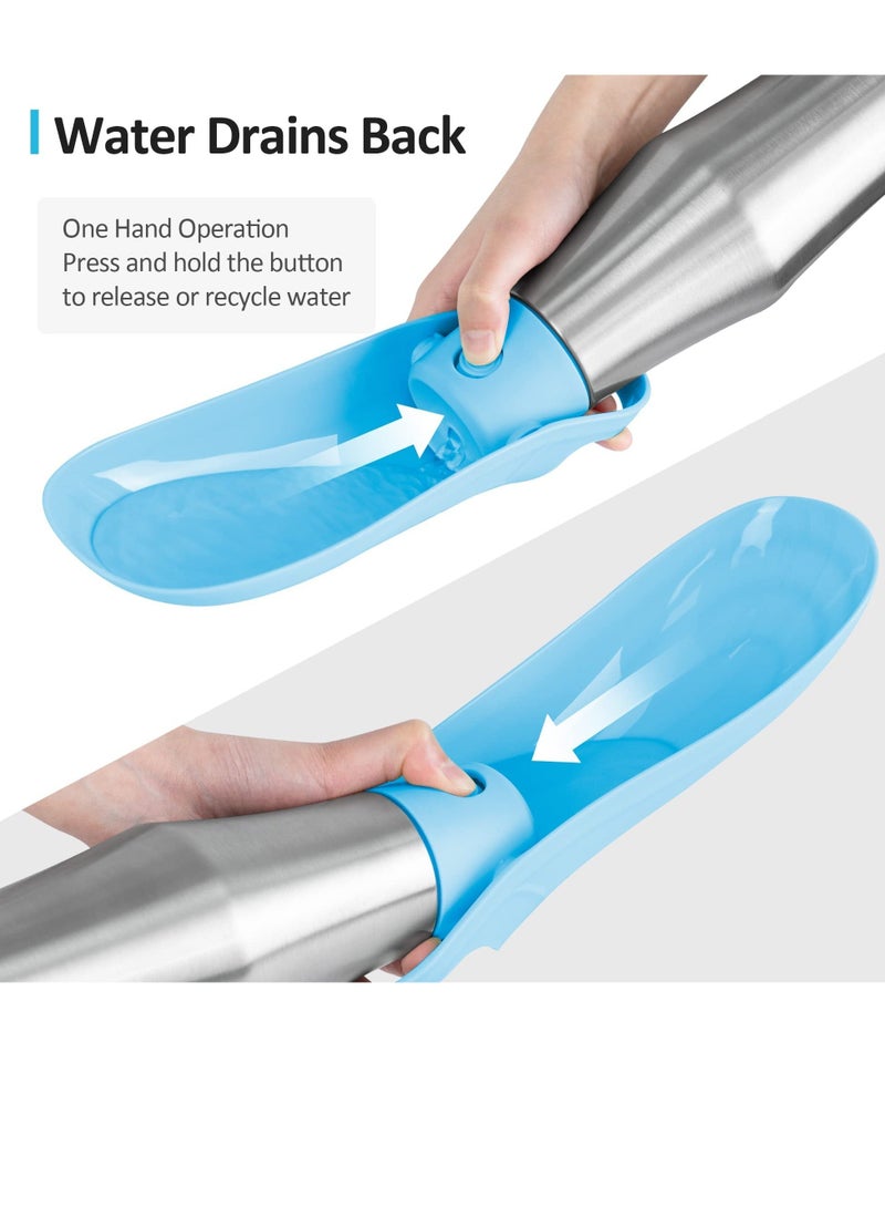 XiuWoo Dog Water Bottle 27Oz Portable Travel for Leak Proof Stainless Steel with Drinking Feeder Outdoor Walking Hiking, and Navy blue - Image 3