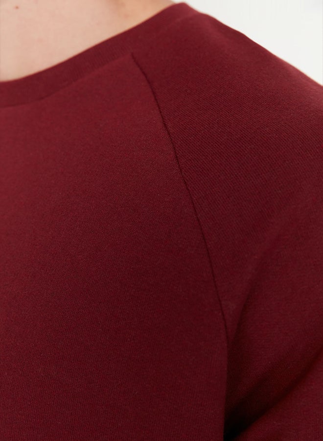 trendyol Claret Red Regular/Normal Cut Inside Polar Fleece/Warm Sweatshirt - Image 3