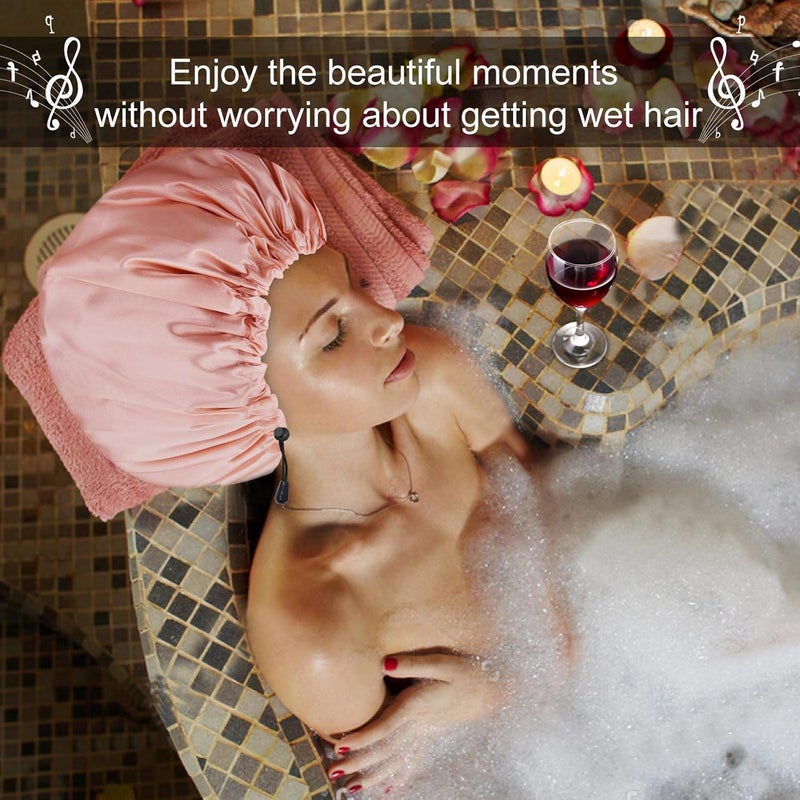 AUM ENTERPRISE Shower Cap For Women Men 3PCS Shower Caps For Women Waterproof Shower Cap Reusable Shower Cap Long Hair Bonnet Set For Kids With Black Gold Pink Bath Cap F Multi - Image 2