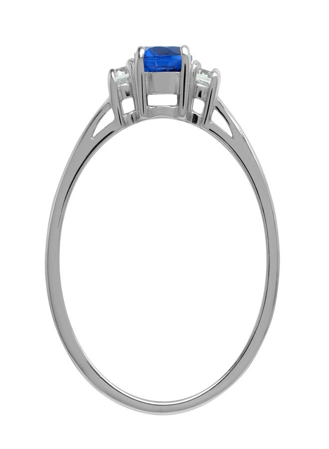Silvershake 5mm Petite Created Round Shape Blue Sapphire 925 Sterling Silver Promise Gemstone Ring Jewelry for Women Size 7 - Image 4