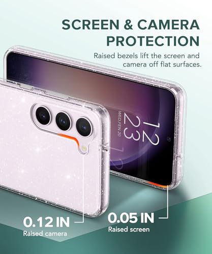 KIOMY Glitter Clear Case for Samsung Galaxy S23 Plus 5G with Diamond Sparkle Camera Lens Protector + 2 Pack Tempered Glass Screen Protector, Sparkly Shockproof Protective Girl Cover (for Samsung S23+) - Image 4
