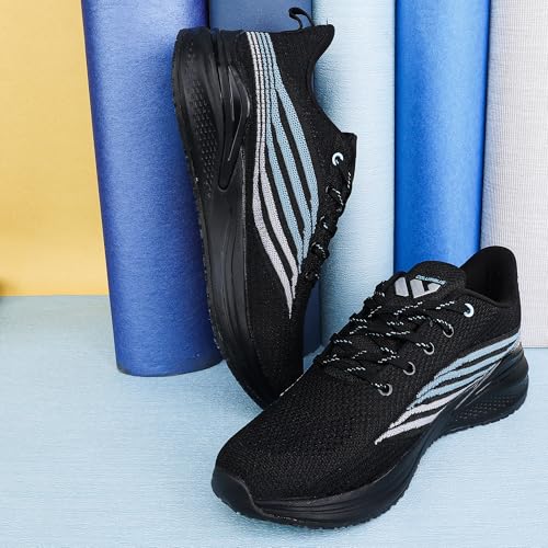 Columbus Pacer Sports Shoe - Running Shoe| Walking Shoe| Training & Gym Shoe| Outdoors Shoe for Men's, (Black & Pista), UK9 - Image 2