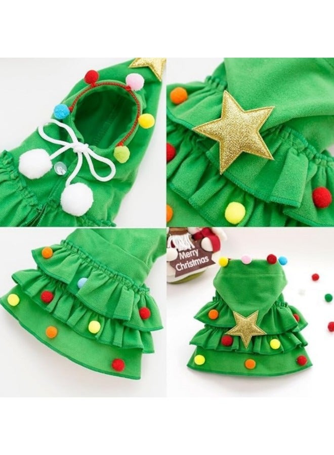 GGEROU زي حيوانات أليفة للكلاب والقطط، عباءة حيوانات أليفة مع بومبوم، كيب مهرجان للكلاب والقطط مع قبعة كوسبلاي، أخضر - Image 5