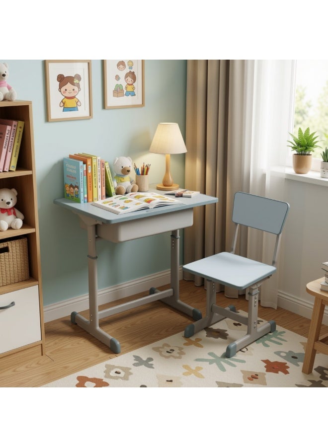 SMART HOME Children's study desk, children's educational desk composed of study table and chair, study desk and chair made of iron and fiber - Image 1