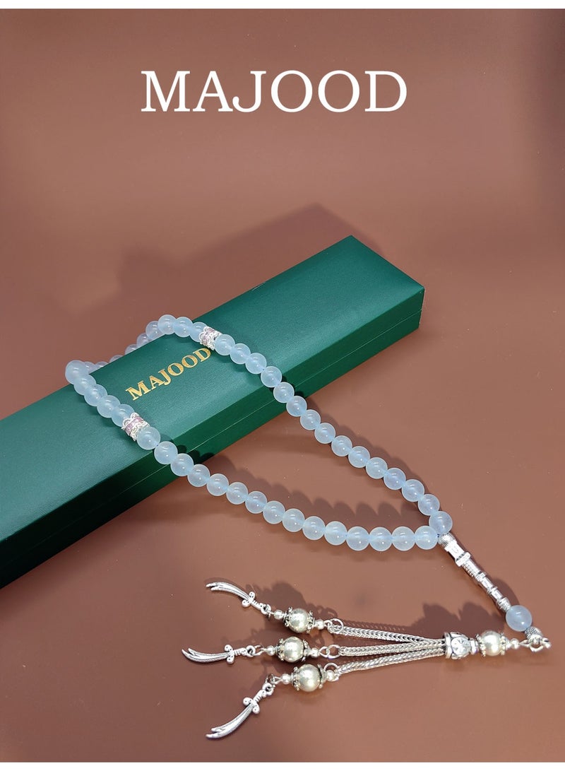 MAJOOD/45 Real Aquamarine Prayer Beads/Tasbih/8MM/For Men And Women - Image 1