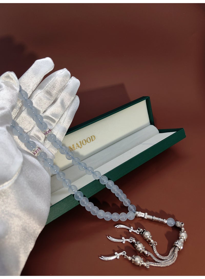 MAJOOD/45 Real Aquamarine Prayer Beads/Tasbih/8MM/For Men And Women - Image 5