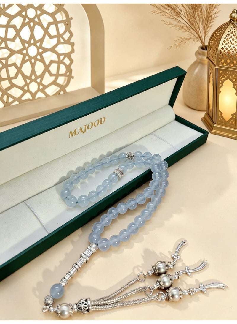 MAJOOD/45 Real Aquamarine Prayer Beads/Tasbih/8MM/For Men And Women - Image 3