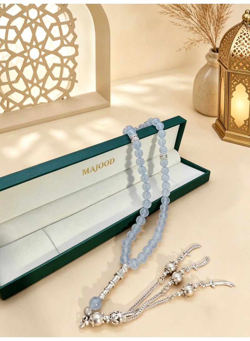 MAJOOD/45 Real Aquamarine Prayer Beads/Tasbih/8MM/For Men And Women - Image 4