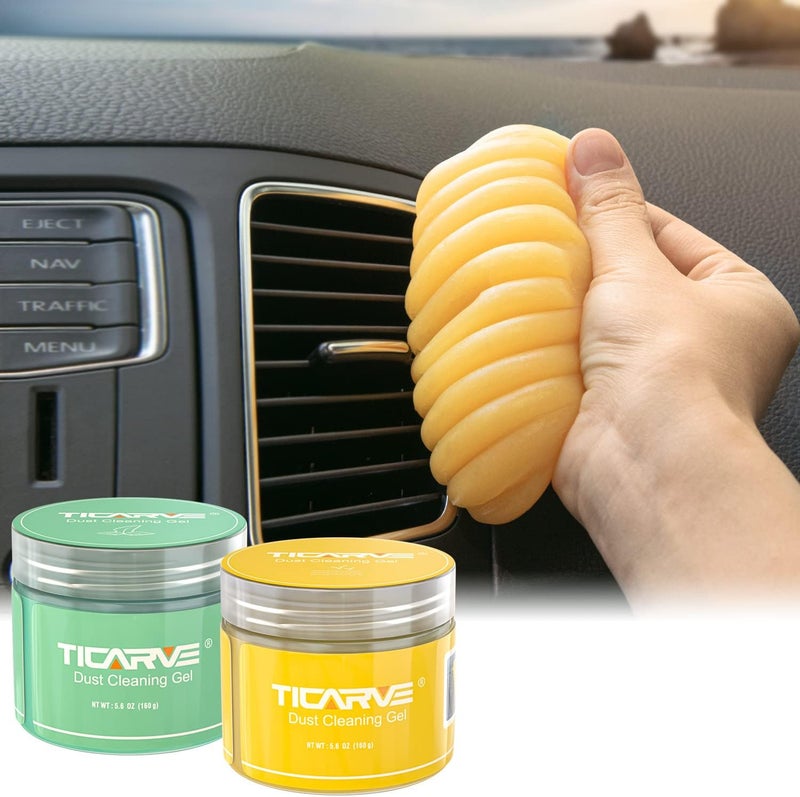 TICARVE 2Pack Cleaning Gel for Car Putty Car Slime Cleaning Car Putty Detail Car Interior Cleaner Automotive Cleaning Kits Keyboard Cleaner Yellow Green - Image 1
