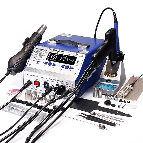 YIHUA 948-II 4 in 1 Hot Air Rework Soldering Iron and Desoldering Suction Tin Gun Station with Suction Pick Up Pen °F /°C - Image 1