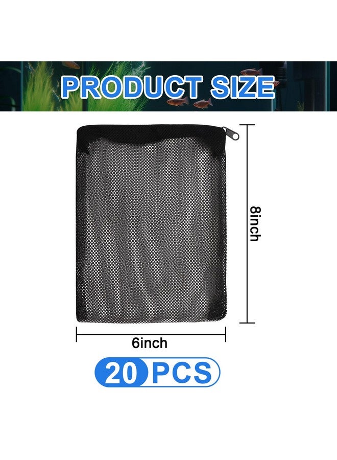 SBYURE SBYURE 20pcs Aquarium Filter Media Bags 8x6inch Fine Mesh Bags Reusable Filter Bags with Plastic Zipper for Biospheres,Ceramic Rings(Black)  - Image 2