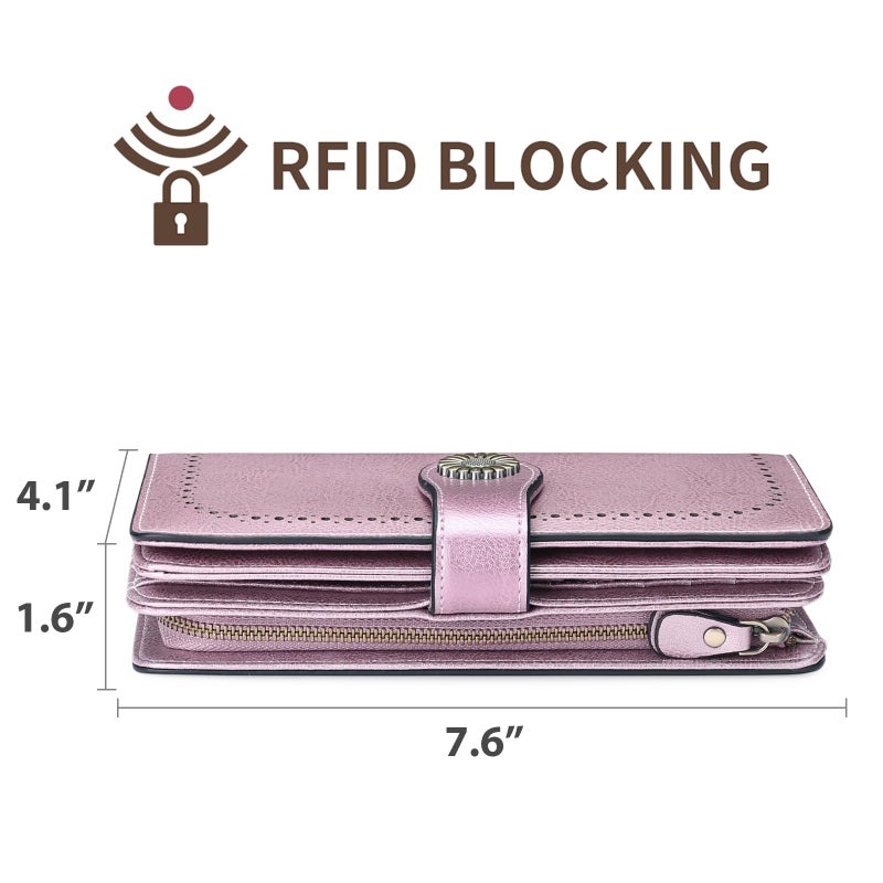 SENDEFN Wallets for Women Leather Credit Card Holder with RFID Blocking Large Capacity Wristlet - Image 3