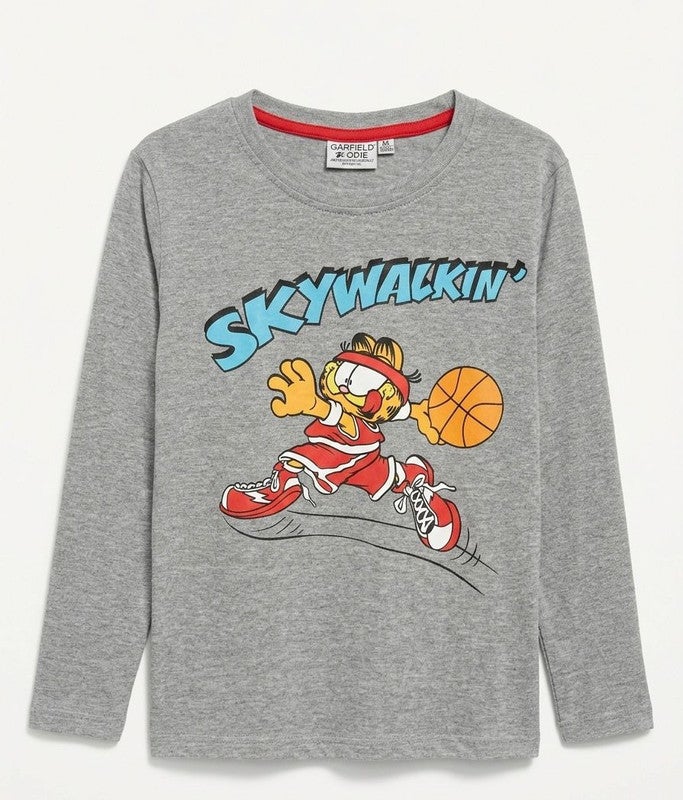 غارفيلد قميص غارفيلد للأولاد بأكمام طويلة، مصنوع من القطن بنسبة 100%، من إنتاج كيدز تي في - Image 1