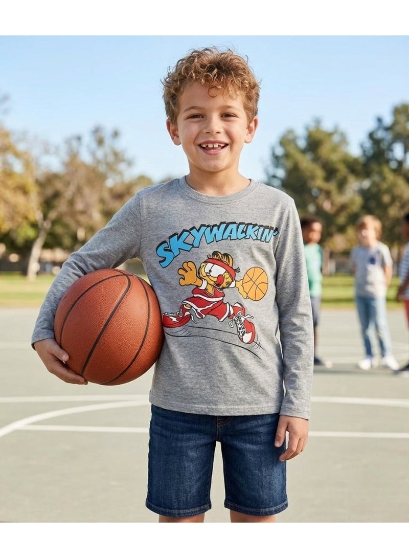 غارفيلد قميص غارفيلد للأولاد بأكمام طويلة، مصنوع من القطن بنسبة 100%، من إنتاج كيدز تي في - Image 2