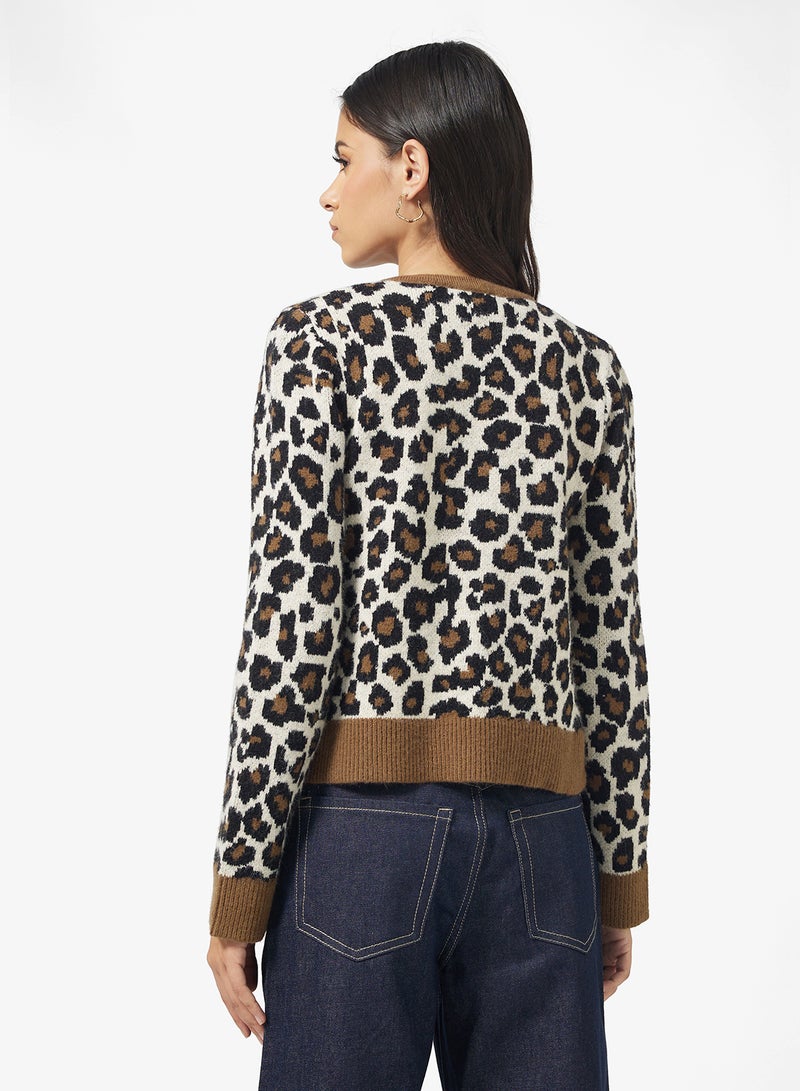 Ginger Knitted Leopard Print Cardigan - Image 2