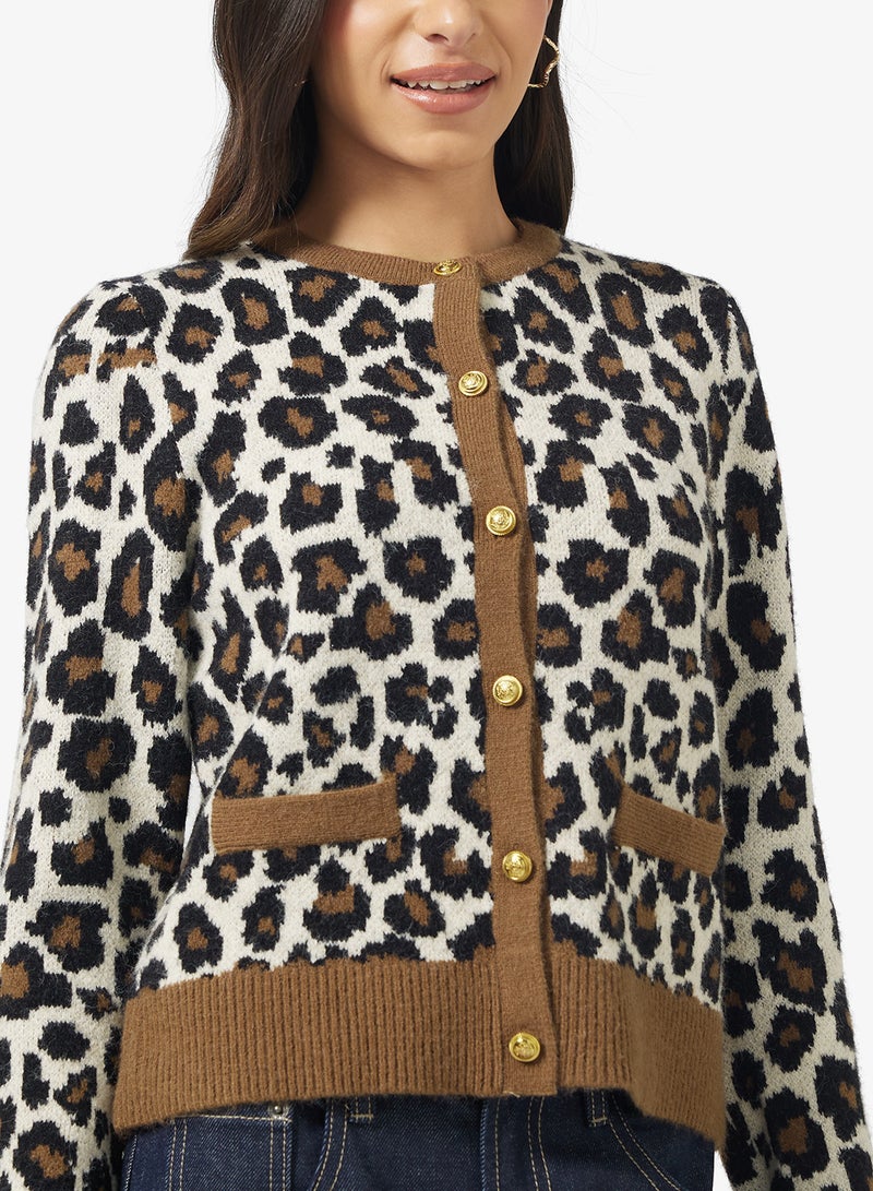 Ginger Knitted Leopard Print Cardigan - Image 3