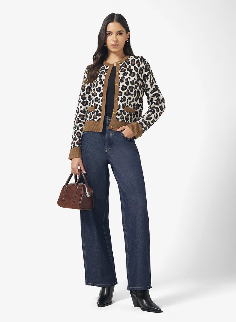 Ginger Knitted Leopard Print Cardigan - Image 4