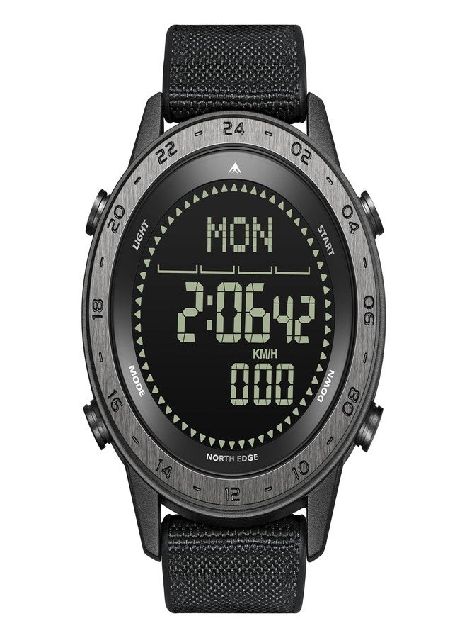 NORTH EDGE Men's Digital Wristwatch, Sports Wristwatch with Date Chronograph Compass, 164FT Waterproof Casual Watch with EL Backlighting Pedometer, Silicone-PU Strap - Image 1