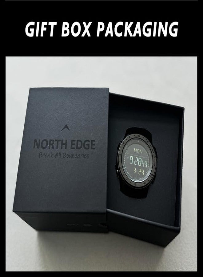 NORTH EDGE Men's Digital Wristwatch, Sports Wristwatch with Date Chronograph Compass, 164FT Waterproof Casual Watch with EL Backlighting Pedometer, Silicone-PU Strap - Image 5
