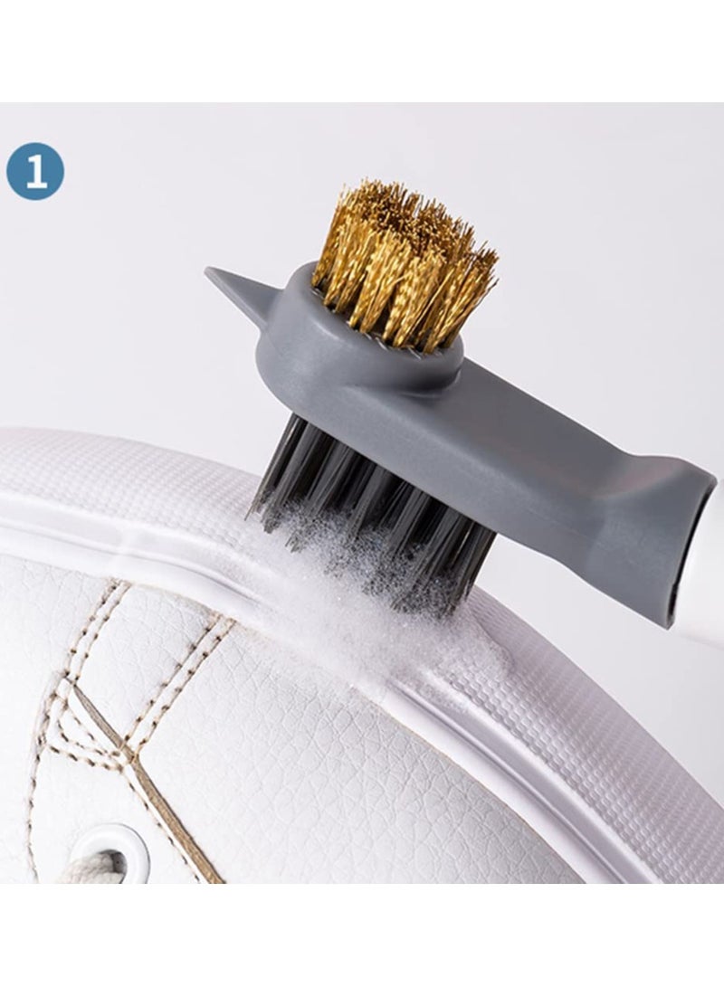 SYOSI Professional Cleaning Shoe Brush Multifunctional Household Brushes Care Long Handle Soft Bristle Shoes Scrubber for Bags and Clothes Sneaker White - Image 2