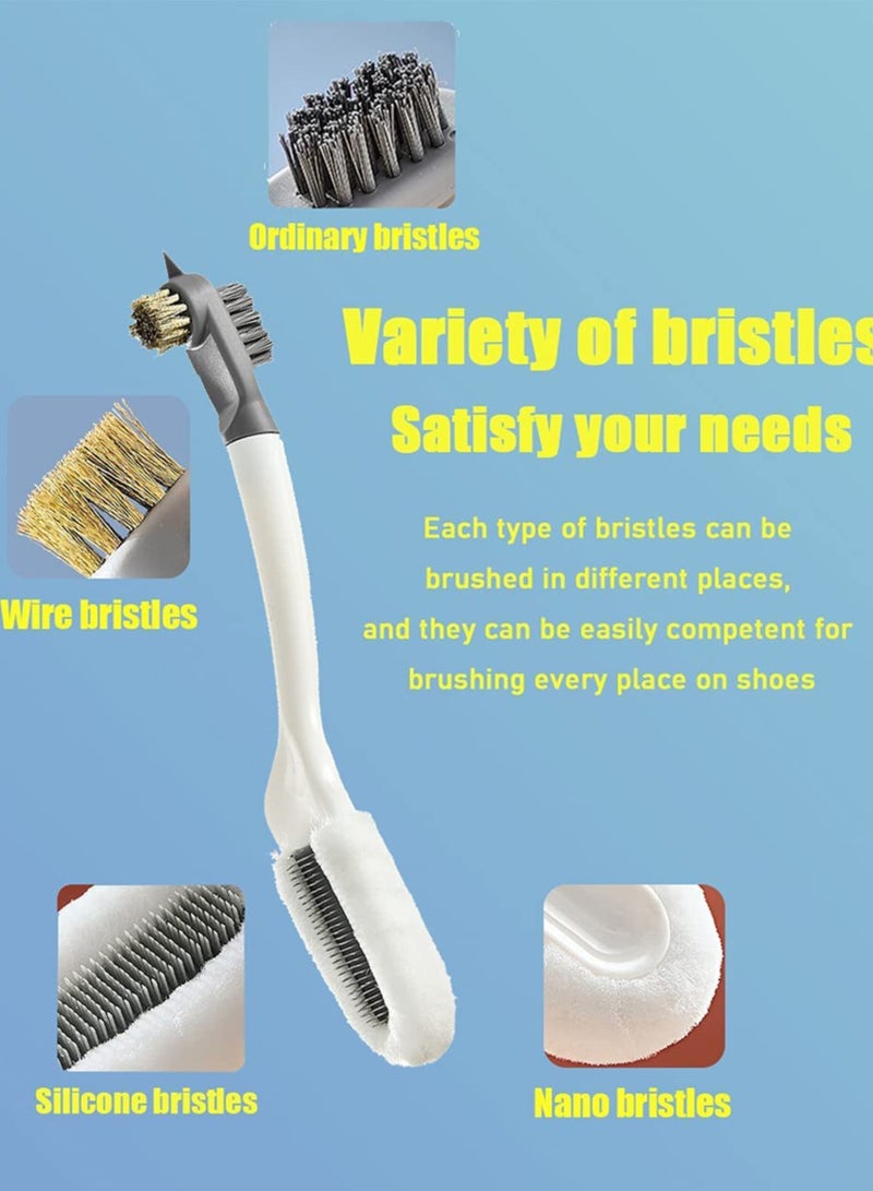 SYOSI Professional Cleaning Shoe Brush Multifunctional Household Brushes Care Long Handle Soft Bristle Shoes Scrubber for Bags and Clothes Sneaker White - Image 4