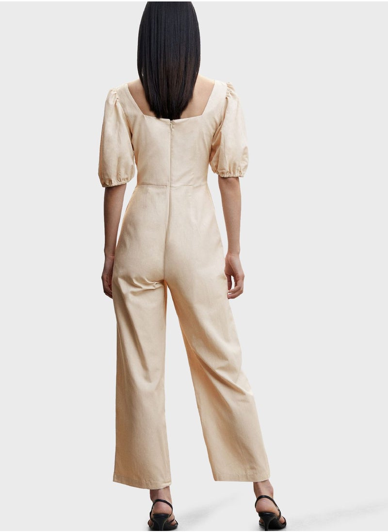 MANGO - Surplice Neck Wide Leg Jumpsuit - Image 1