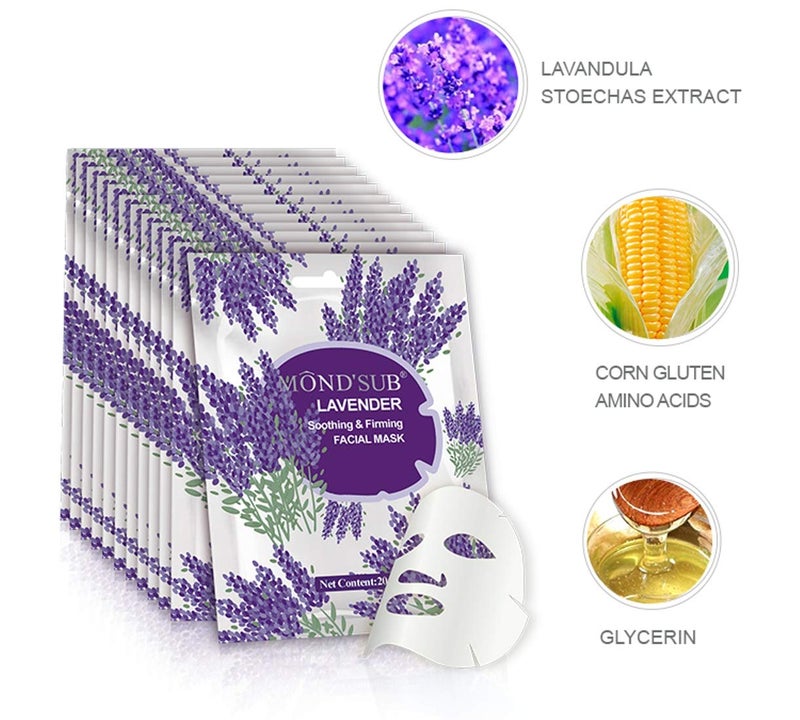Mond'sub MONDSUB Lavender Soothing  Firming Facial Mask Sheets  Pack of 6 x 20ml - Image 3