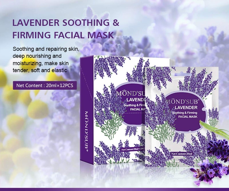 Mond'sub MONDSUB Lavender Soothing  Firming Facial Mask Sheets  Pack of 6 x 20ml - Image 2