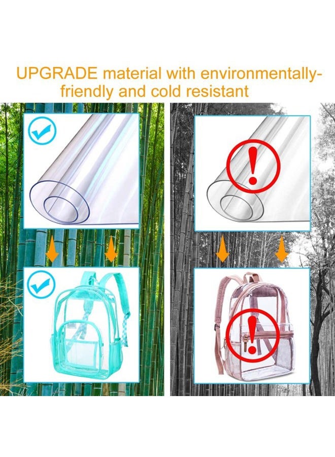 UFNDC Clear Backpack, Heavy Duty PVC Transparent Bookbag,See Through School Bag for Women and Men, Square Clear Pink, One Size - Image 3