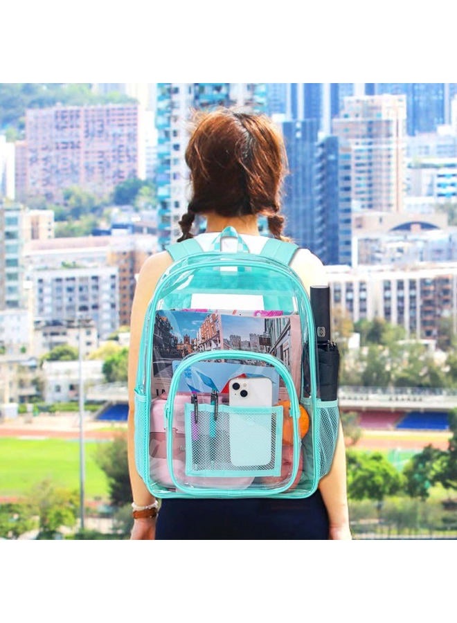UFNDC Clear Backpack, Heavy Duty PVC Transparent Bookbag,See Through School Bag for Women and Men, Square Clear Pink, One Size - Image 2