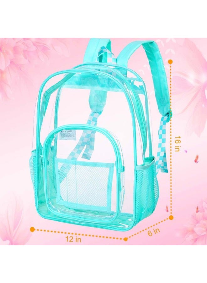UFNDC Clear Backpack, Heavy Duty PVC Transparent Bookbag,See Through School Bag for Women and Men, Square Clear Pink, One Size - Image 5