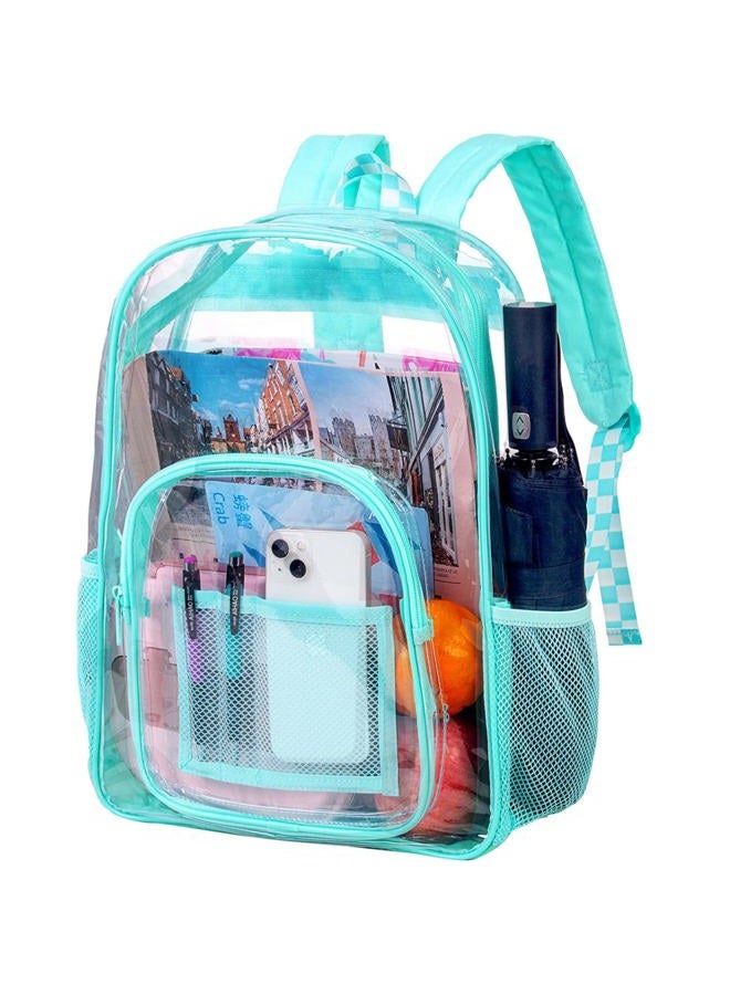 UFNDC Clear Backpack, Heavy Duty PVC Transparent Bookbag,See Through School Bag for Women and Men, Square Clear Pink, One Size - Image 1