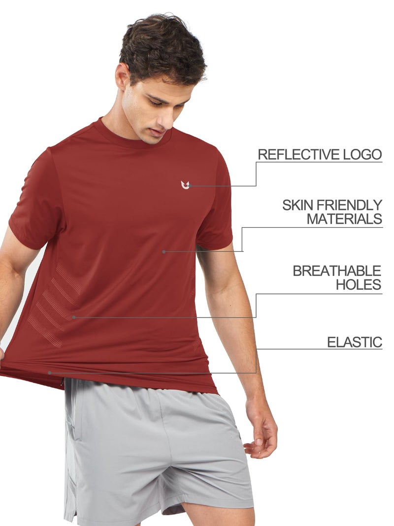 NORTHYARD Breathable 2.0â„¢ Men's Athletic Workout T-Shirt REDOCHRE-L - Image 4