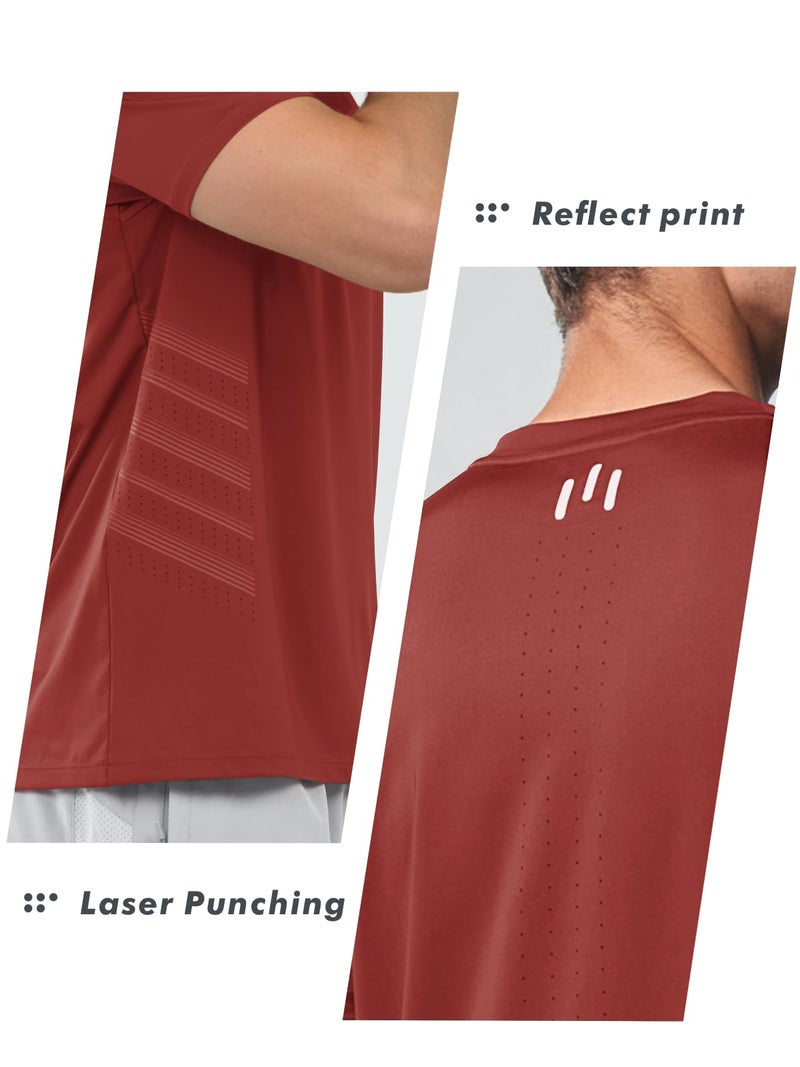 NORTHYARD Breathable 2.0â„¢ Men's Athletic Workout T-Shirt REDOCHRE-L - Image 3