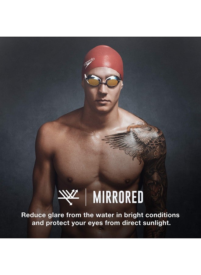 speedo نظارات سباحة للجنسين من فانكويشر 2.0 عاكسة باللون الأسود والذهبي - Image 4