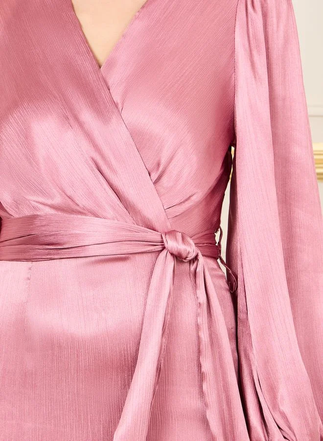 Styli Satin Wrap Dress